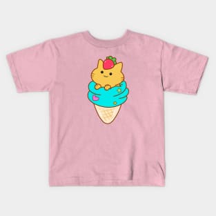 Strawberry Ice Cream Cat Kids T-Shirt